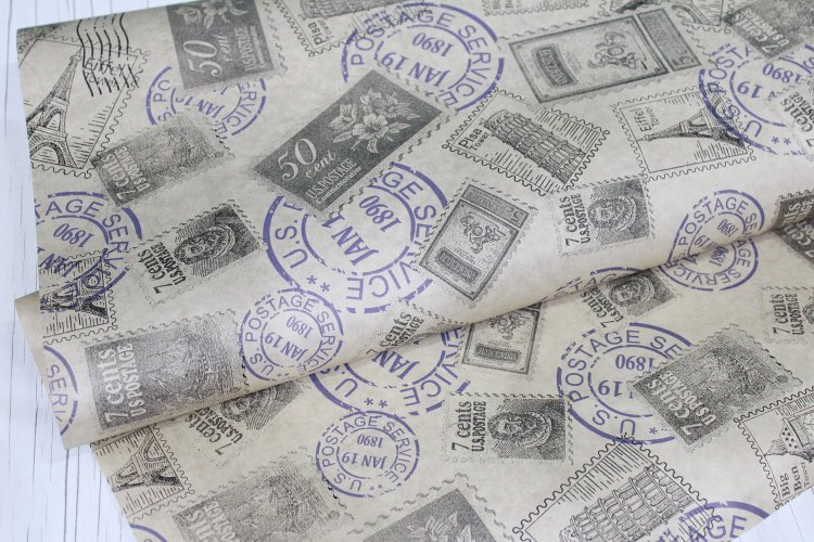 Крафт бумага Почтовые марки