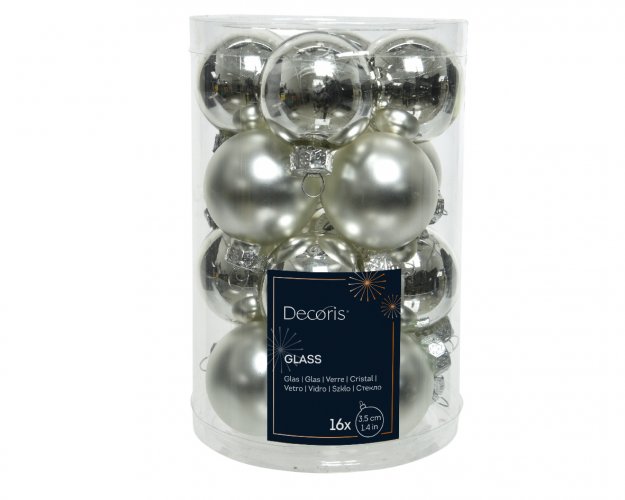 Набор елочных шаров DECORIS 3.5 см 16 шт серебро