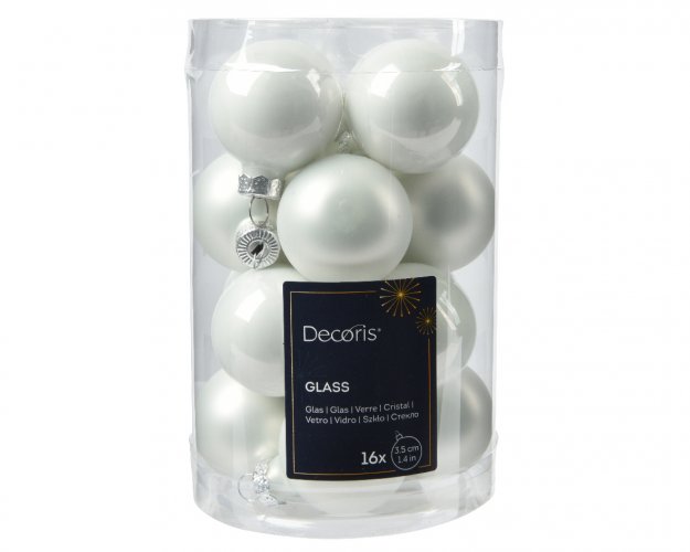 Набор елочных шаров DECORIS 3.5 см 16 шт winter white