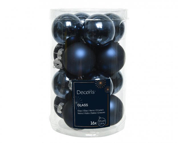 Набор елочных шаров DECORIS 3.5 см 16 шт night blue