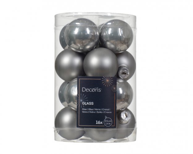 Набор елочных шаров DECORIS 3.5 см 16 шт marble grey