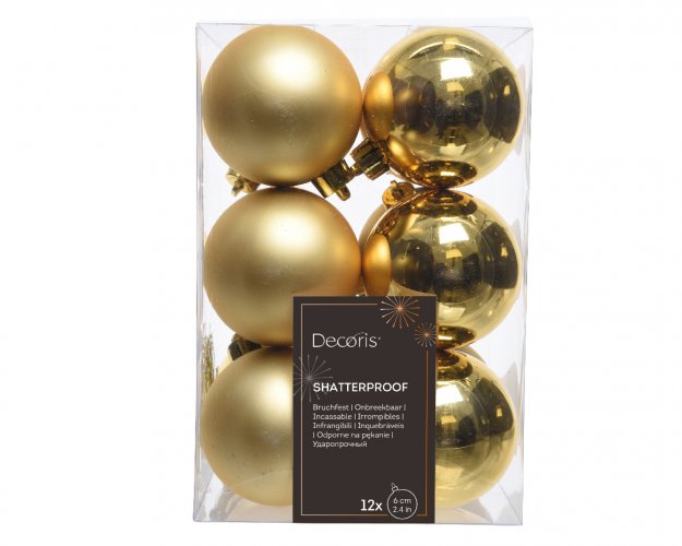 Набор елочных шаров DECORIS 6 см Light Gold 12 шт