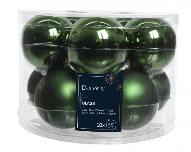 Елочный шар DECORIS 6 см 10 шт pine green