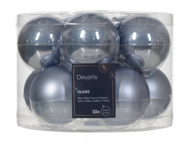 Елочный шар DECORIS 6 см 10 шт hazy blue