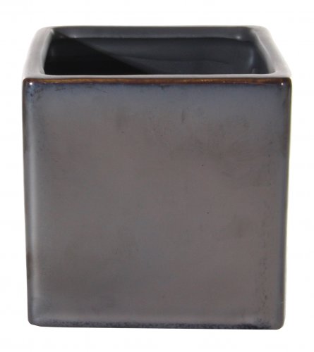 Кашпо керамическое куб SHISHI 10см матовое серебро