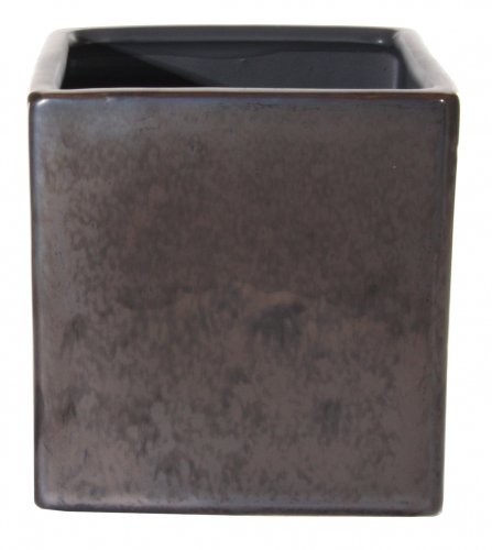Кашпо керамическое куб SHISHI 14см матовое серебро