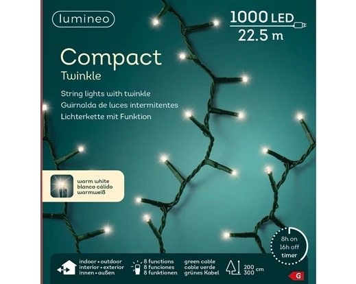 Гирлянда светодиодная COMPACT 22.5м теплый белый