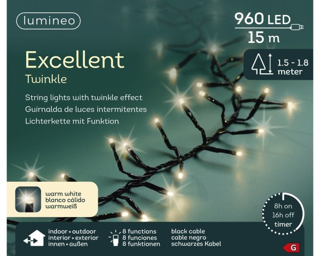 Гирлянда светодиодная EXCELLENT LUMINEO 15м теплый белый