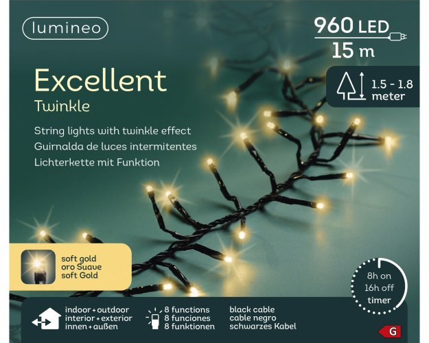 Гирлянда светодиодная EXCELLENT LUMINEO 15м мягкое золото
