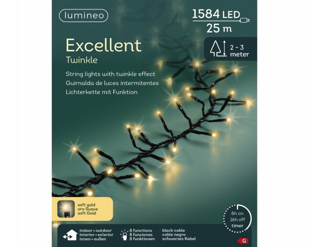 Гирлянда светодиодная EXCELLENT LUMINEO 25м мягкое золото