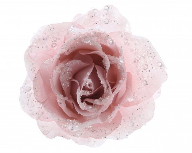 Бутон розы на клипсе розовый