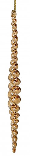 Елочная игрушка SHISHI Сосулька спиральная золотая 15 см