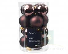 Елочный шар DECORIS 3.5см 16шт black truffle