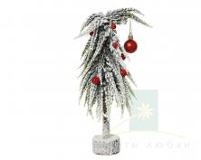 Ель заснеженная Альпийская с игрушками 30см