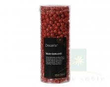 Гирлянда декоративная DECORIS Бусы 10м christmas red