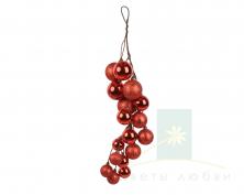 Гроздь елочная DECORIS 45 см christmas red