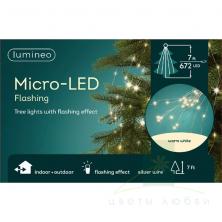 Гирлянда Микро LED для елки 210см теплый/серебро