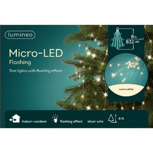 Гирлянда Микро LED для елки 240см теплый/серебро