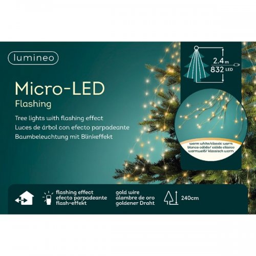 Гирлянда Микро LED для елки 240см классический/золото