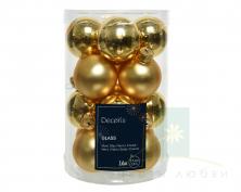 Набор елочных шаров DECORIS 3.5 см 16 шт золото