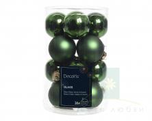 Набор елочных шаров DECORIS 3.5 см 16 шт pine green