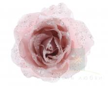 Бутон розы на клипсе розовый